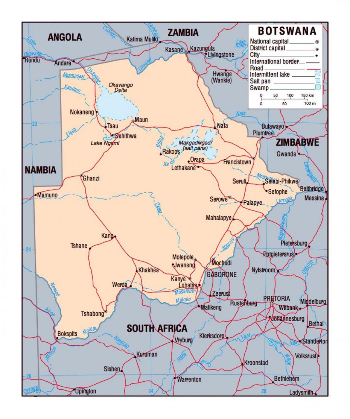 mapa de Botswana política