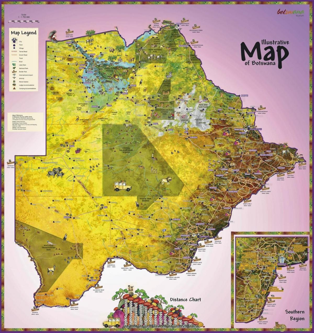 Botswana turisme mapa