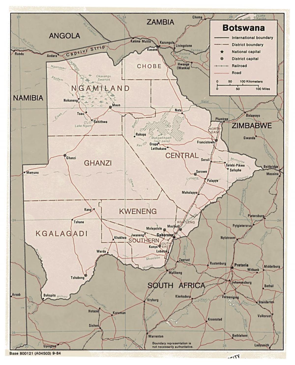 mapa detallat de Botswana