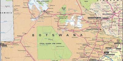 Mapa de Botswana mapa amb distàncies