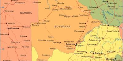 Mapa de Botswana mostrant tots els pobles